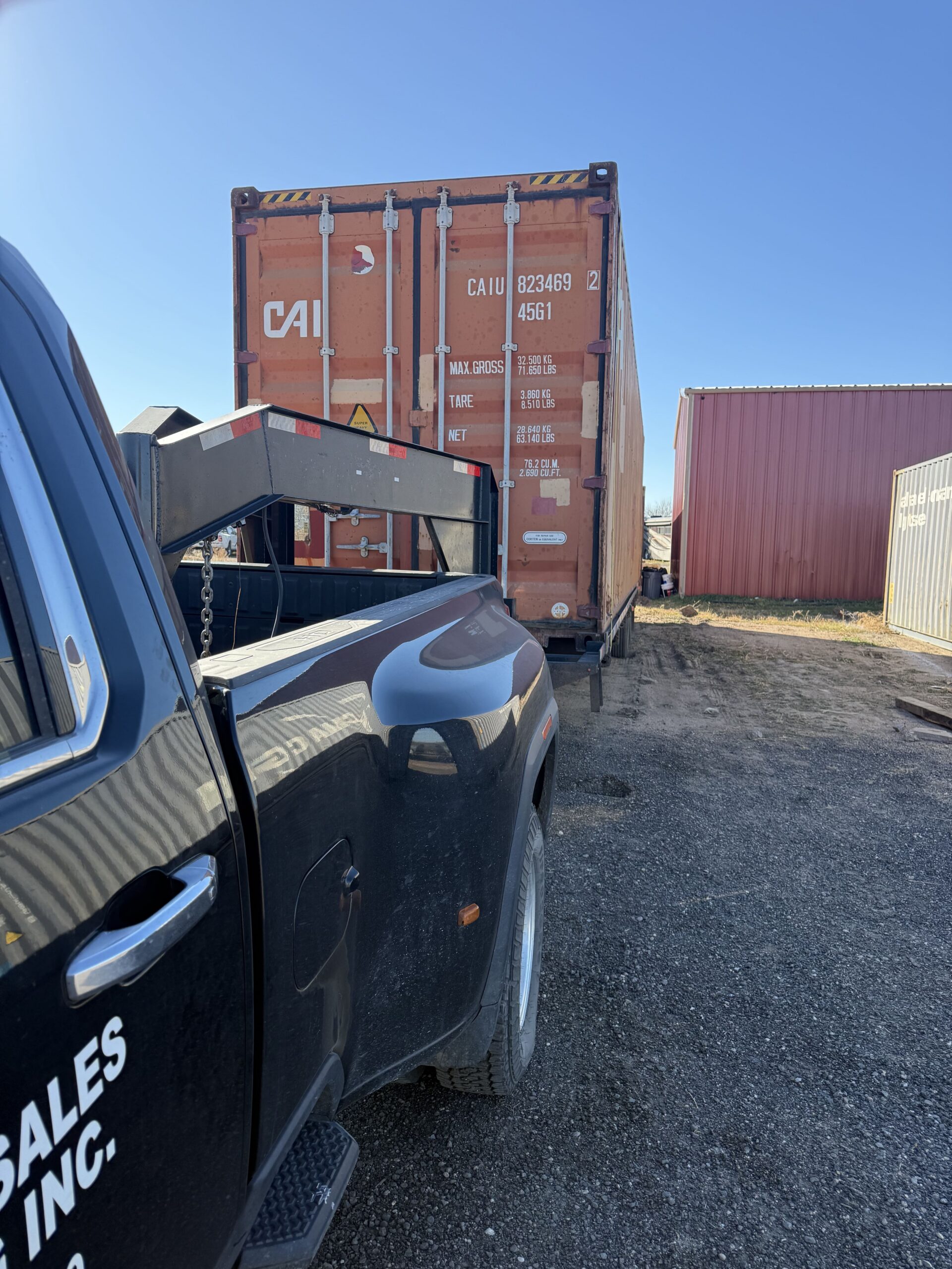 Used red and tan shipping containers for sale in Denver, CO